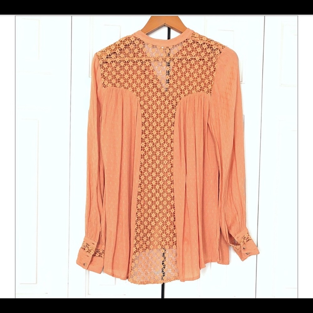 Free People Peach Best Button Down Shirt - Picture 4 of 5